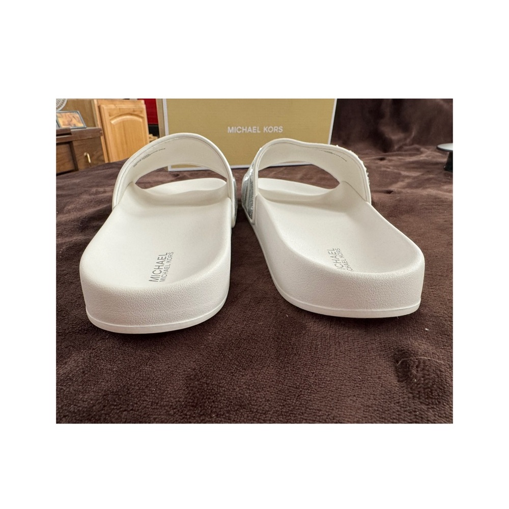 Michael Kors Silver Slide  Zebra Print Sandals size 10 - Picture 4 of 7